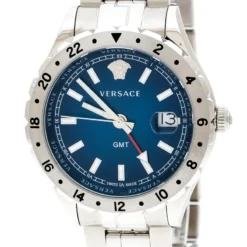 Versace Blue Stainless Steel Hellenyium GMT V11 Men's Wristwatch 42 Mm For Men -Versace Official Website luxury men versace new watches p176127 001