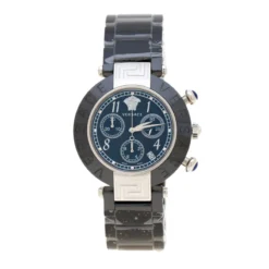 Versace Black Stainless Steel Ceramic Reve 95C Women's Wristwatch 40 Mm For Women