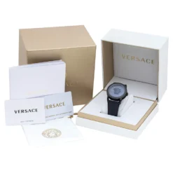Versace Blue Black Ion Plated Stainless Steel Palazzo Empire VERD00118 Men's Wristwatch 43 Mm For Men -Versace Official Website luxury men versace new watches p314458 009