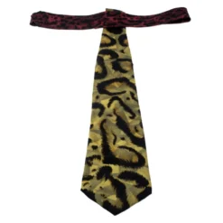 Gianni Versace Vintage Yellow And Red Animal Printed Silk Tie For Men -Versace Official Website luxury men versace used accessories p142762 0003