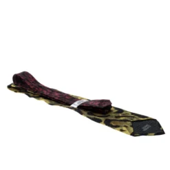 Gianni Versace Vintage Yellow And Red Animal Printed Silk Tie For Men -Versace Official Website luxury men versace used accessories p142762 0004