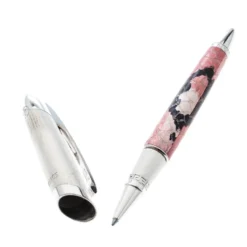 Versace Pink Embossed Silver Tone Rollerball Pen For Men -Versace Official Website luxury men versace used accessories p162318 002
