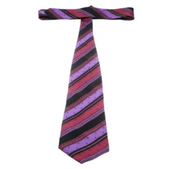 Gianni Versace Vintage Multicolor Diagonal Striped And Dotted Silk Jacquard Tie For Men -Versace Official Website luxury men versace used accessories p175774 001