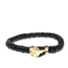 Versace Medusa Black Woven Leather Gold Tone Bracelet For Men