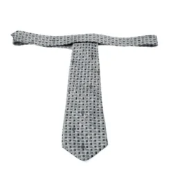 Gianni Versace Vintage Grey Patterned Silk Jacquard Tie For Men -Versace Official Website luxury men versace used accessories p209205 003