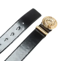 Versace Black Leather Medusa Buckle Belt 90CM For Men -Versace Official Website luxury men versace used accessories p209305 004
