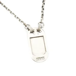 Versace Medusa Silver Tone Tag Pendant Necklace For Men -Versace Official Website luxury men versace used accessories p220738 002