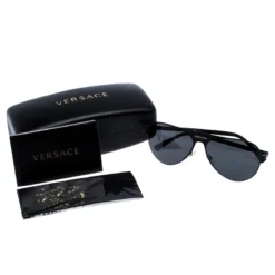 Versace Black MOD.2189 Aviator Sunglasses For Men -Versace Official Website luxury men versace used accessories p247893 001