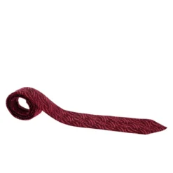 Versace Red Pattern Jacquard Traditional Silk Tie For Men