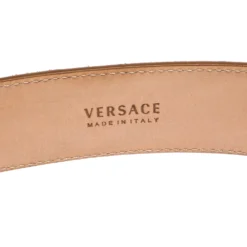 Versace Brown Studded Suede Medusa Belt 105CM For Men -Versace Official Website luxury men versace used accessories p279083 003