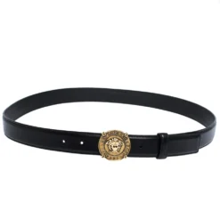 Versace Black Leather Classic Medusa Belt 105CM For Men