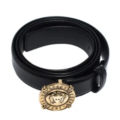 Versace Black Leather Classic Medusa Belt 105CM For Men -Versace Official Website luxury men versace used accessories p279091 007