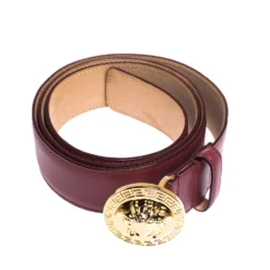 Versace Dark Pink Leather Medusa Belt 105CM For Men -Versace Official Website luxury men versace used accessories p279100 002