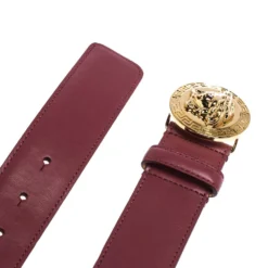 Versace Dark Pink Leather Medusa Belt 105CM For Men -Versace Official Website luxury men versace used accessories p279100 006