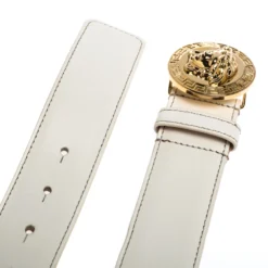 Versace White Leather Medusa Belt 105CM For Men -Versace Official Website luxury men versace used accessories p279105 002