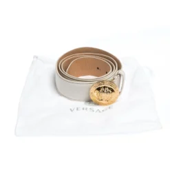 Versace White Leather Medusa Belt 105CM For Men -Versace Official Website luxury men versace used accessories p279105 006