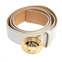 Versace White Leather Medusa Belt 105CM For Men -Versace Official Website luxury men versace used accessories p279105 007