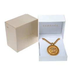 Versace Medusa Gold Tone Chain Link Medallion Pendant Necklace For Men -Versace Official Website luxury men versace used accessories p287062 001