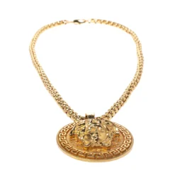 Versace Medusa Gold Tone Chain Link Medallion Pendant Necklace For Men -Versace Official Website luxury men versace used accessories p287062 004