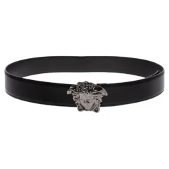Versace Black Leather Medusa Buckle Belt 95CM For Men