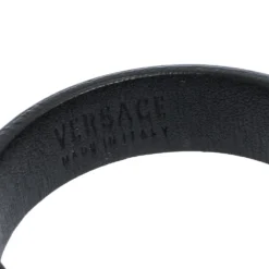 Versace Black Medusa Icon Chain Detail Leather Bracelet For Men -Versace Official Website luxury men versace used accessories p309335 003