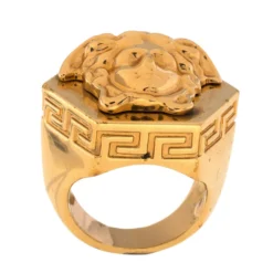 Versace Greca Patterned Medusa Hexagonal Ring Size EU 58 For Men -Versace Official Website luxury men versace used accessories p331890 003
