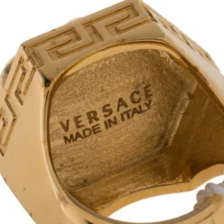 Versace Greca Patterned Medusa Hexagonal Ring Size EU 58 For Men -Versace Official Website luxury men versace used accessories p331890 006