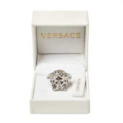 Versace Silver Tone Medusa Ring Size EU 54 For Men -Versace Official Website luxury men versace used accessories p366708 002