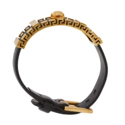 Versace Black Leather Medusa Plaque Wrap Bracelet For Men -Versace Official Website luxury men versace used accessories p408318 004