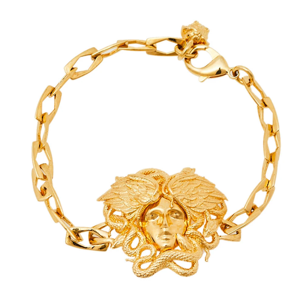 Versace Gold Tone Medusa Serpentine Wings Icon Bracelet For Men 1 Versace Gold Tone Medusa Serpentine Wings Icon Bracelet For Men