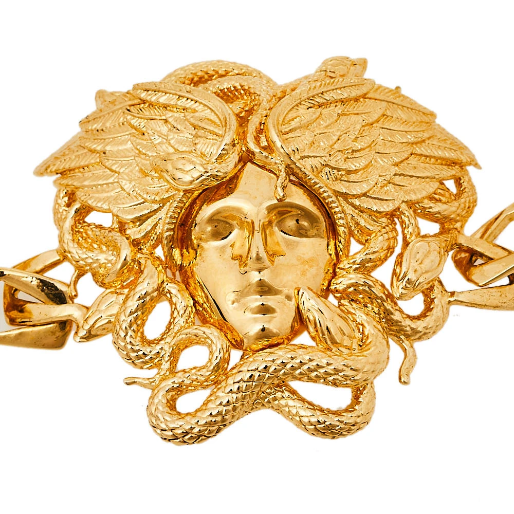 Versace Gold Tone Medusa Serpentine Wings Icon Bracelet For Men 3 Versace Gold Tone Medusa Serpentine Wings Icon Bracelet For Men - Image 3