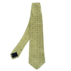 Versace Green Patterned Jacquard Silk Classic Tie For Men