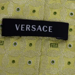 Versace Green Patterned Jacquard Silk Classic Tie For Men -Versace Official Website luxury men versace used accessories p425560 005