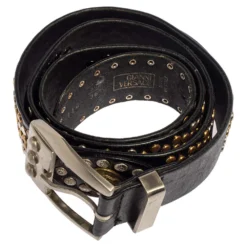 Versace Black Medusa Studded Buckle Belt 90CM For Men -Versace Official Website luxury men versace used accessories p444922 001