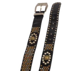 Versace Black Medusa Studded Buckle Belt 90CM For Men -Versace Official Website luxury men versace used accessories p444922 002