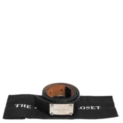 Versace Black Quilted Leather Logo Plaque Buckle Belt 90 CM For Men -Versace Official Website luxury men versace used accessories p473147 003