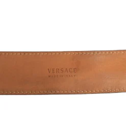 Versace Black Quilted Leather Logo Plaque Buckle Belt 90 CM For Men -Versace Official Website luxury men versace used accessories p473147 004
