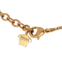 Versace Gold Tone Black Resin Medusa Head Pendant Necklace For Men -Versace Official Website luxury men versace used accessories p534648 001