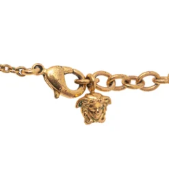 Versace Gold Tone Black Resin Medusa Head Pendant Necklace For Men -Versace Official Website luxury men versace used accessories p534648 004