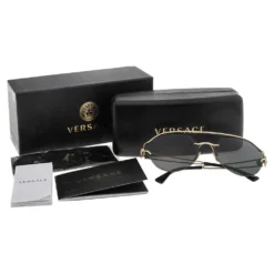 Versace Gold Tone/Black Mod.2184 Round Sunglasses For Men -Versace Official Website luxury men versace used accessories p558636 001
