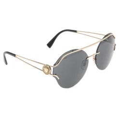 Versace Gold Tone/Black Mod.2184 Round Sunglasses For Men