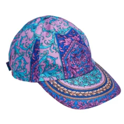 Versace Purple Baroque Print Silk Baseball Cap For Men