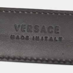 Versace Black Leather Medusa Buckle Belt 105CM For Men -Versace Official Website luxury men versace used accessories p659664 001