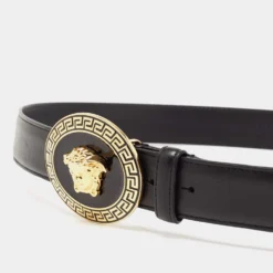 Versace Black Leather Medusa Buckle Belt 105CM For Men -Versace Official Website luxury men versace used accessories p659664 002