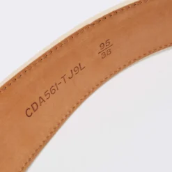 Versace Light Beige/Gold Jacquard And Textured Patent Leather Buckle Belt 95CM For Men -Versace Official Website luxury men versace used accessories p678349 005