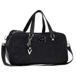 Versace Black Leather Trapuntato Duffle Travel Bag For Men -Versace Official Website luxury men versace used bags p18113 003