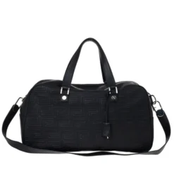 Versace Black Leather Trapuntato Duffle Travel Bag For Men -Versace Official Website luxury men versace used bags p18113 004