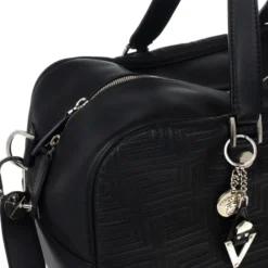 Versace Black Leather Trapuntato Duffle Travel Bag For Men -Versace Official Website luxury men versace used bags p18113 007