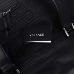 Versace Black Leather Trapuntato Duffle Travel Bag For Men -Versace Official Website luxury men versace used bags p18113 013