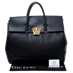 Versace Black Leather Palazzo Empire Tote For Men -Versace Official Website luxury men versace used bags p245895 009